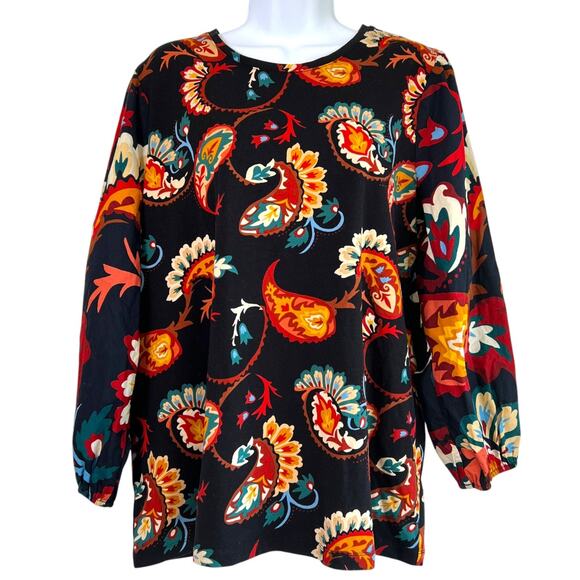 Chicos Womens Multicolor Floral Paisley Blouse Size 3 Extra Large Fall Boho Work - Picture 1 of 6